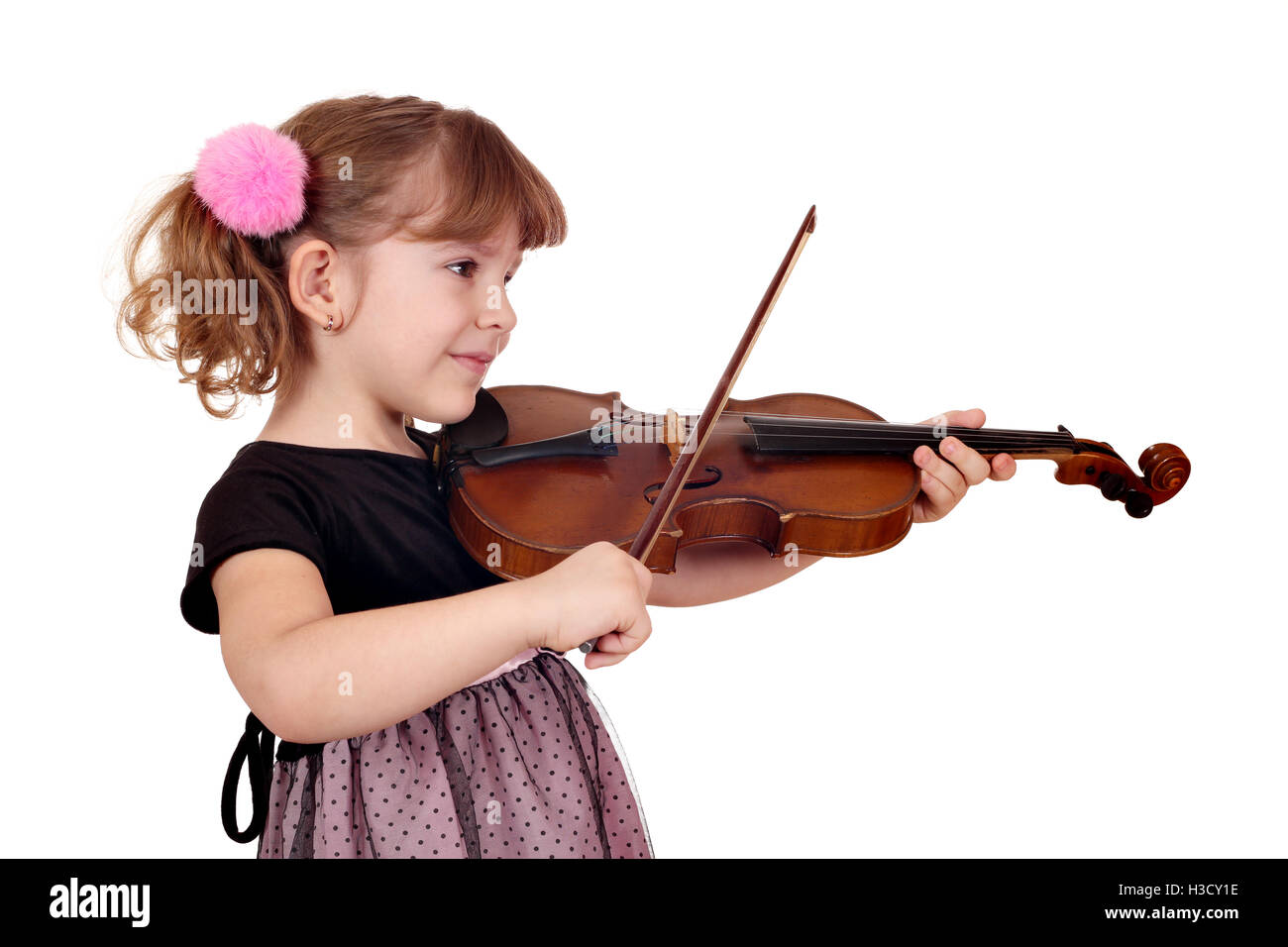 beautiful little girl play violin on white Stock Photo - Alamy