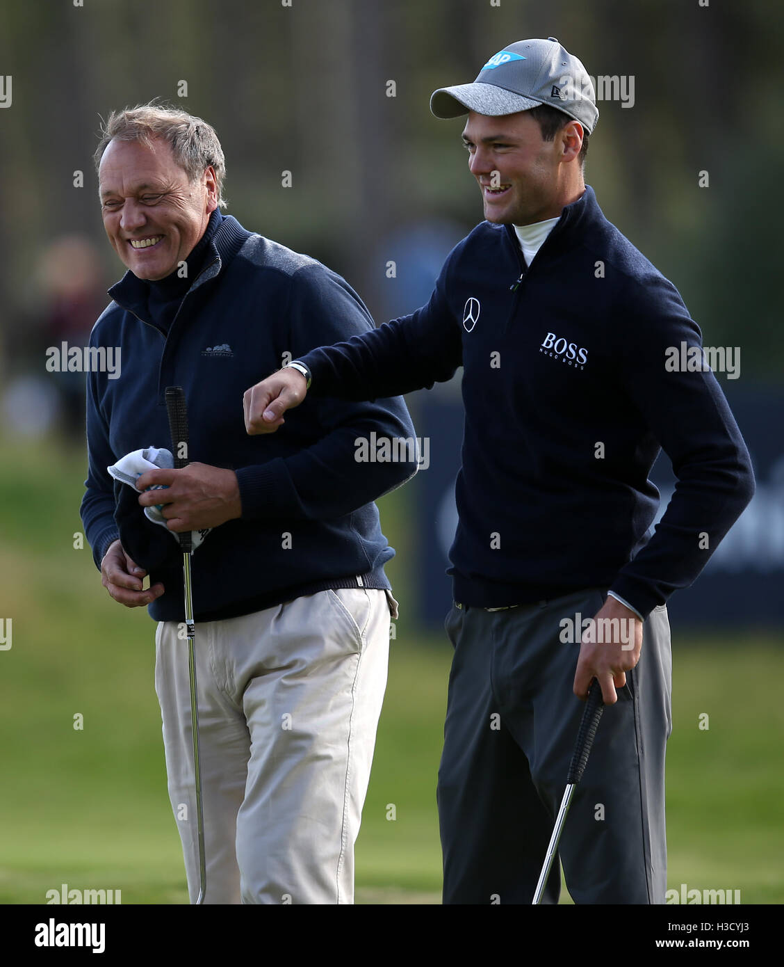Horst Kaymer, father of Martin Kaymer (right) celebrates after holding his  putt on the 9th hole during day one of the Alfred Dunhill Links  Championship at Carnoustie Golf Links Stock Photo -