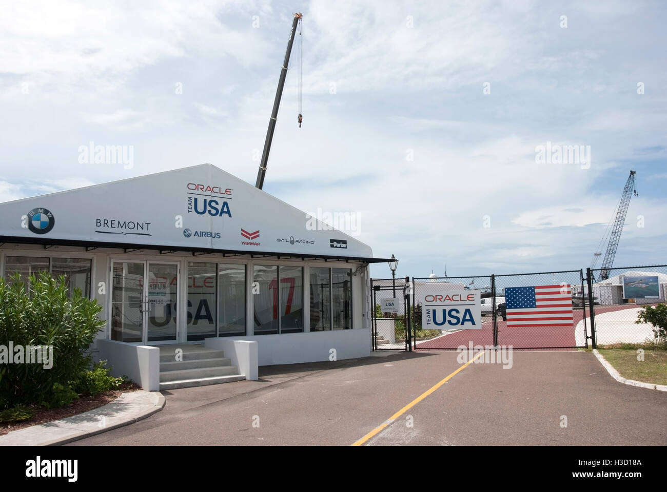 Gateway to Americas Cup Oracle Team USA Bermuda Compound Stock Photo