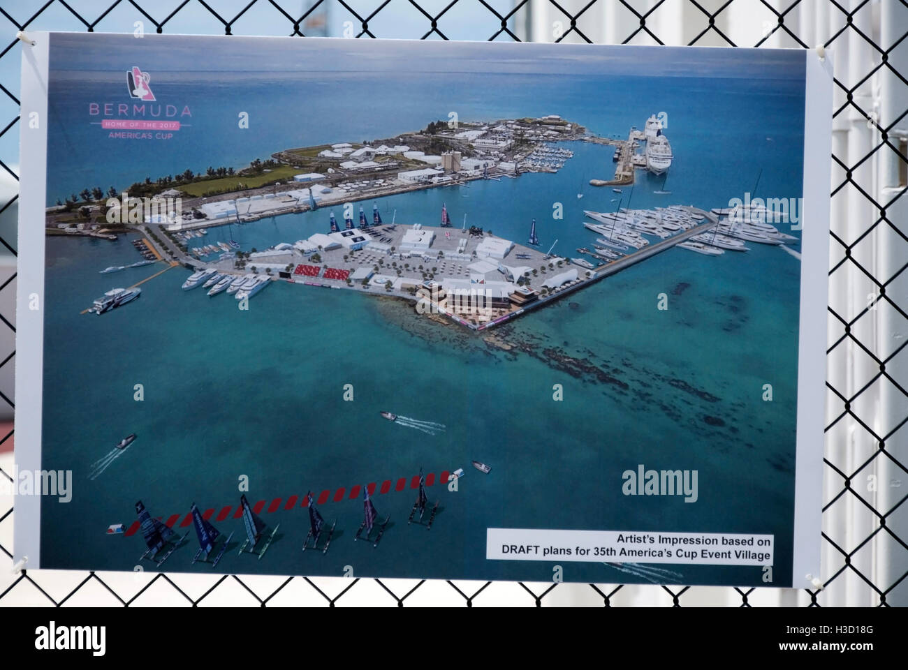 Poster of Artists Impression of 35th Americas Cup Event Village Bermuda Stock Photo