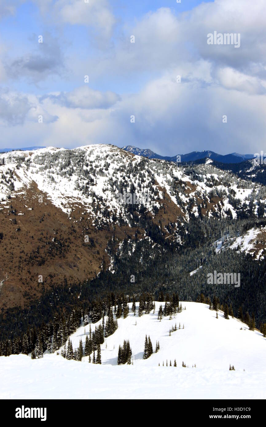 Woodland snow capped mountains hi-res stock photography and images - Alamy