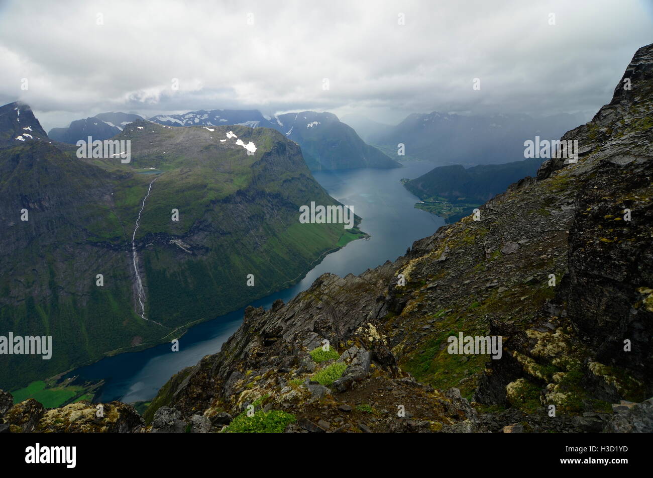 Beautiful view on Norangsfjorden from Slogen Stock Photo
