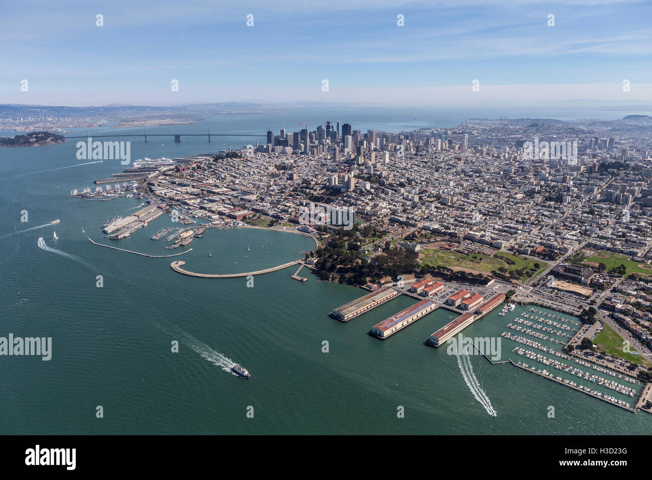 Afternoon view of San Francisco Bay on the California coast. Stock Photo