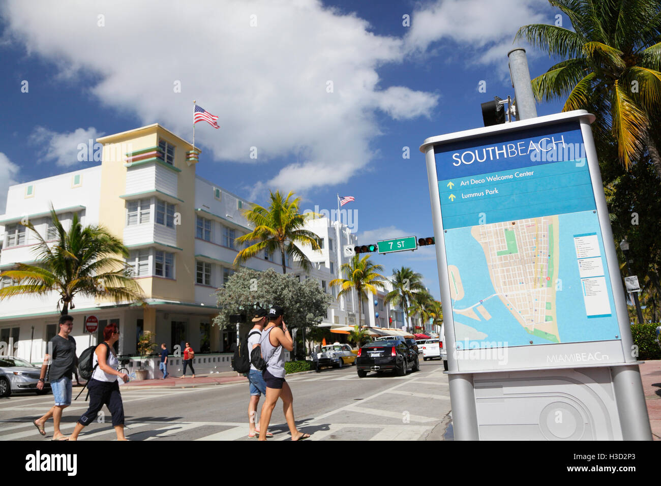 Ocean Drive, South Beach, Miami Beach, Florida, USA Stock Photo