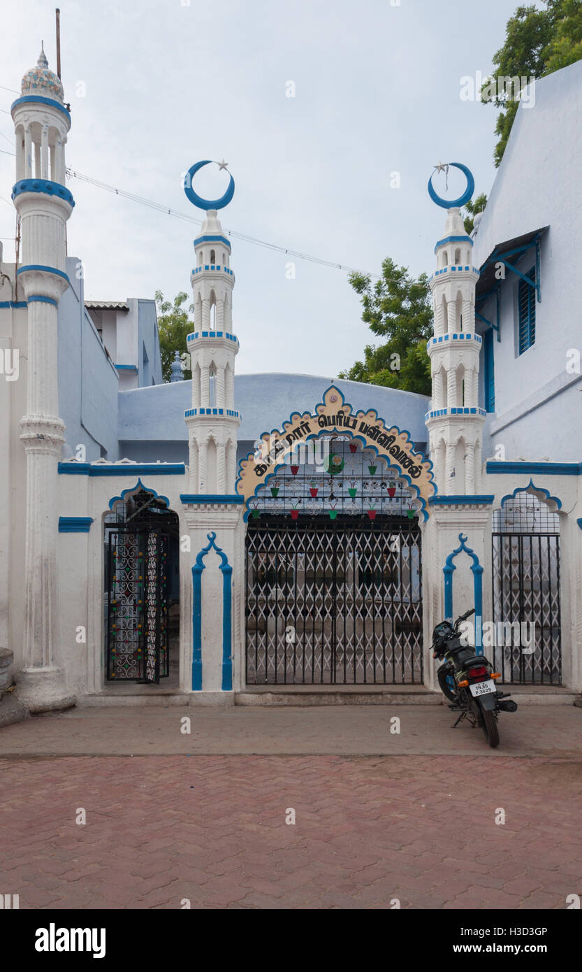 Entrance of the Kajimar Mosque in Madurai. Stock Photo