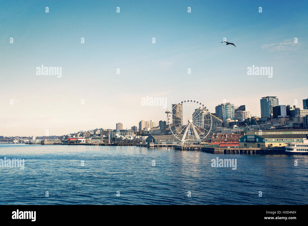 Seattle skyline against sky Stock Photo