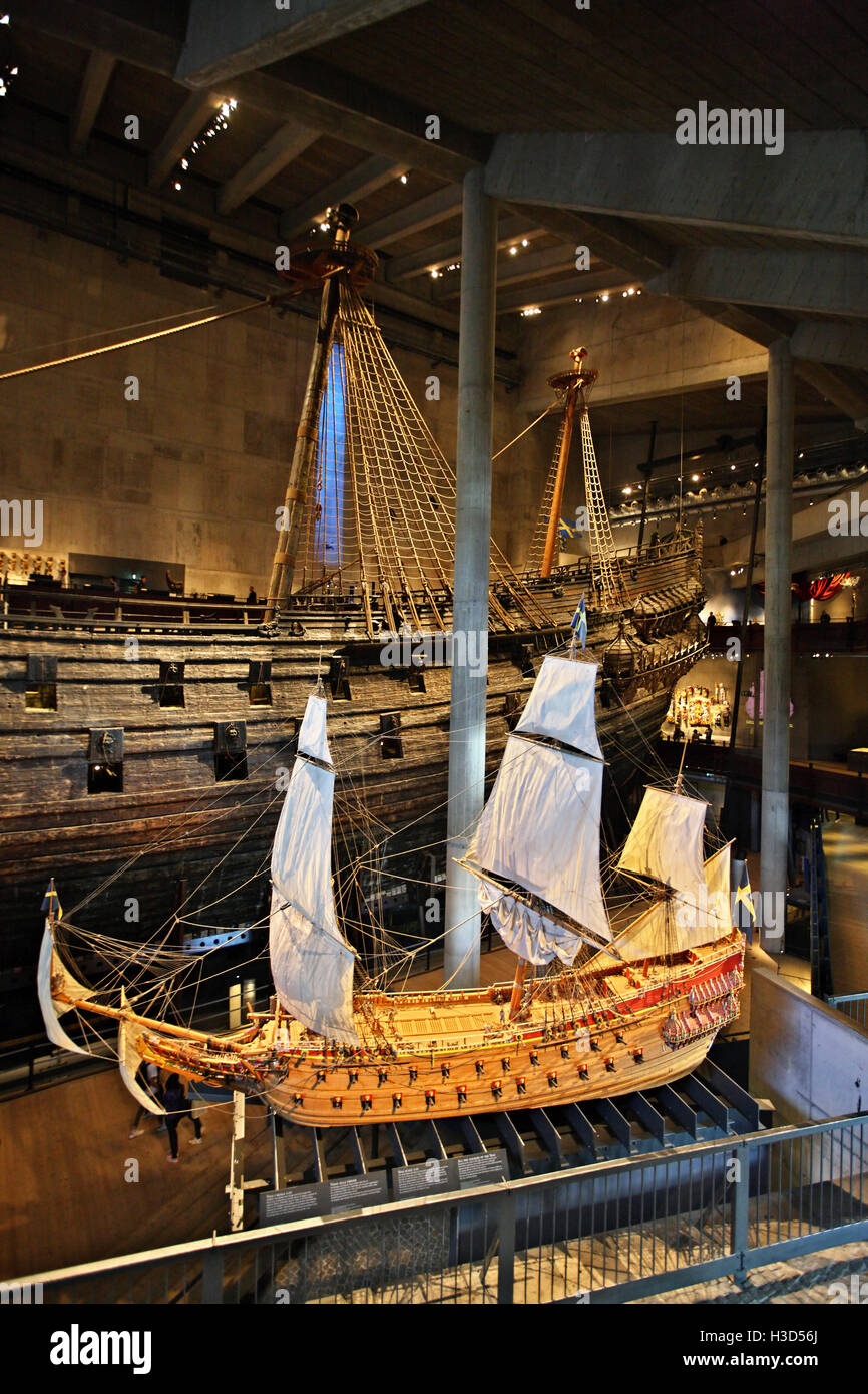 Inside Vasa Museum (Vasamuseet), Djurgarden, Stockholm, Sweden. Stock Photo