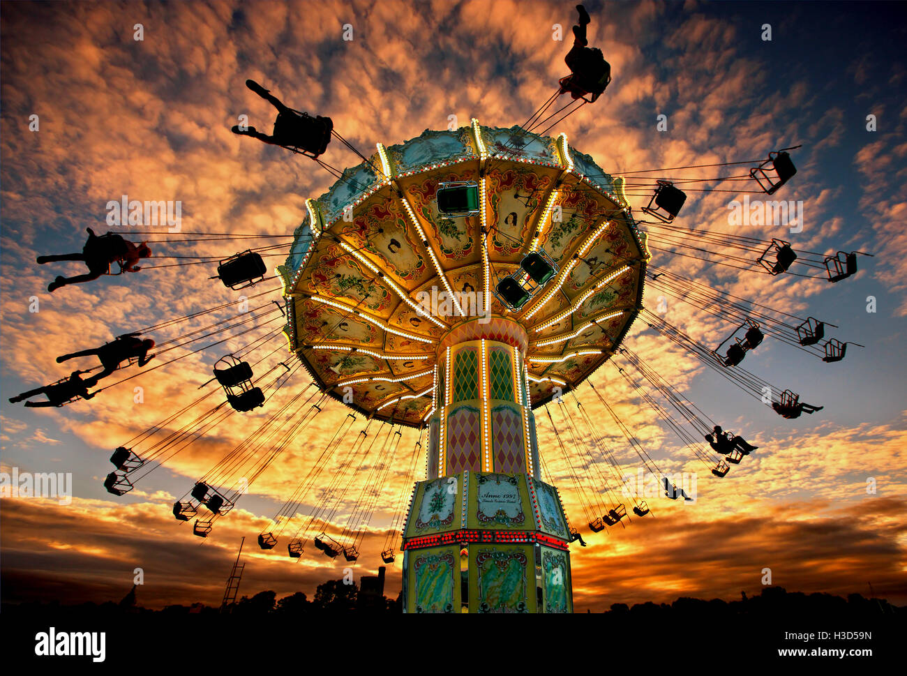 Tivoli Grona Lund (Luna Park) around sunset, Djurgarden, Stockholm, Sweden Stock Photo