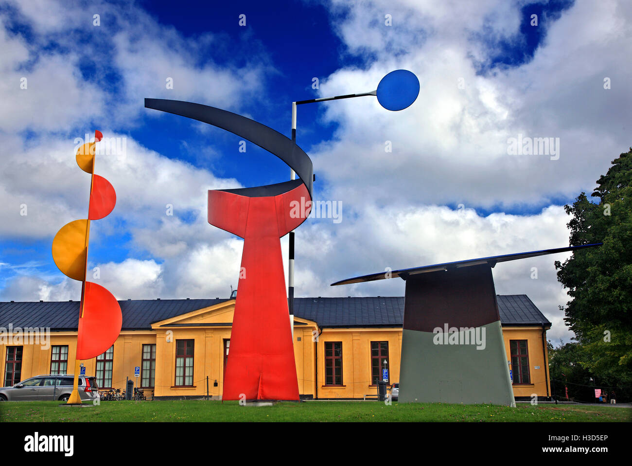 'The Four Elements' by American sculptor Alexander Calder, outside the Museum of Modern Art (Moderna Museet), Stockholm, Sweden Stock Photo