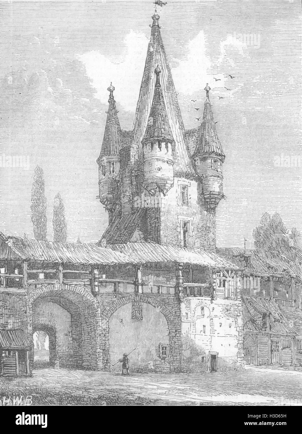 GERMANY Ancient walls of Augsburg, in course Demolition; Inside 1873. The Graphic Stock Photo