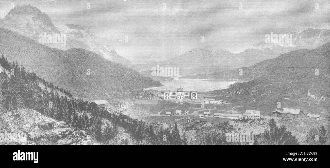 SWITZERLAND Maloja valley, a new health resort Upper Engadin 1884. The Graphic Stock Photo