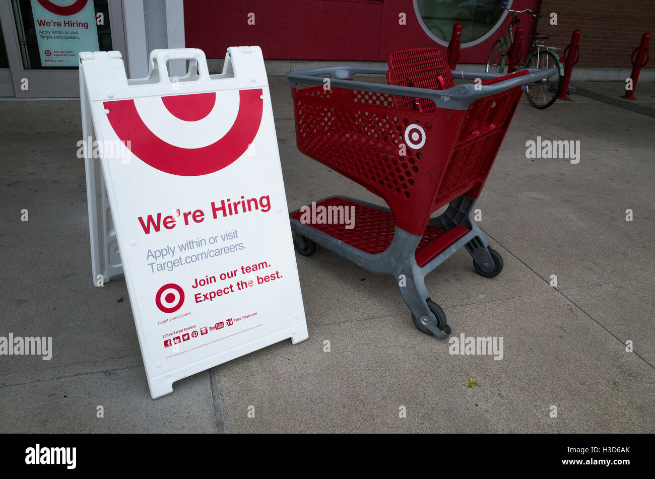 Target A-Frame board advertising we're hiring. St Paul Minnesota MN USA Stock Photo