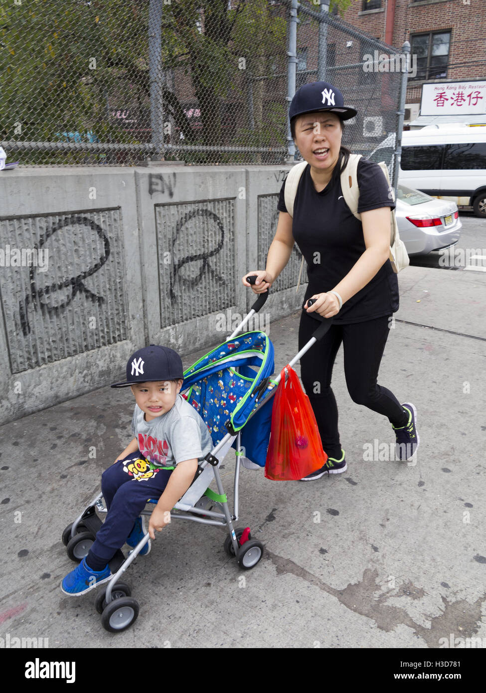 Street scene in Chinatown in the Sunset Park section of Brooklyn, New
