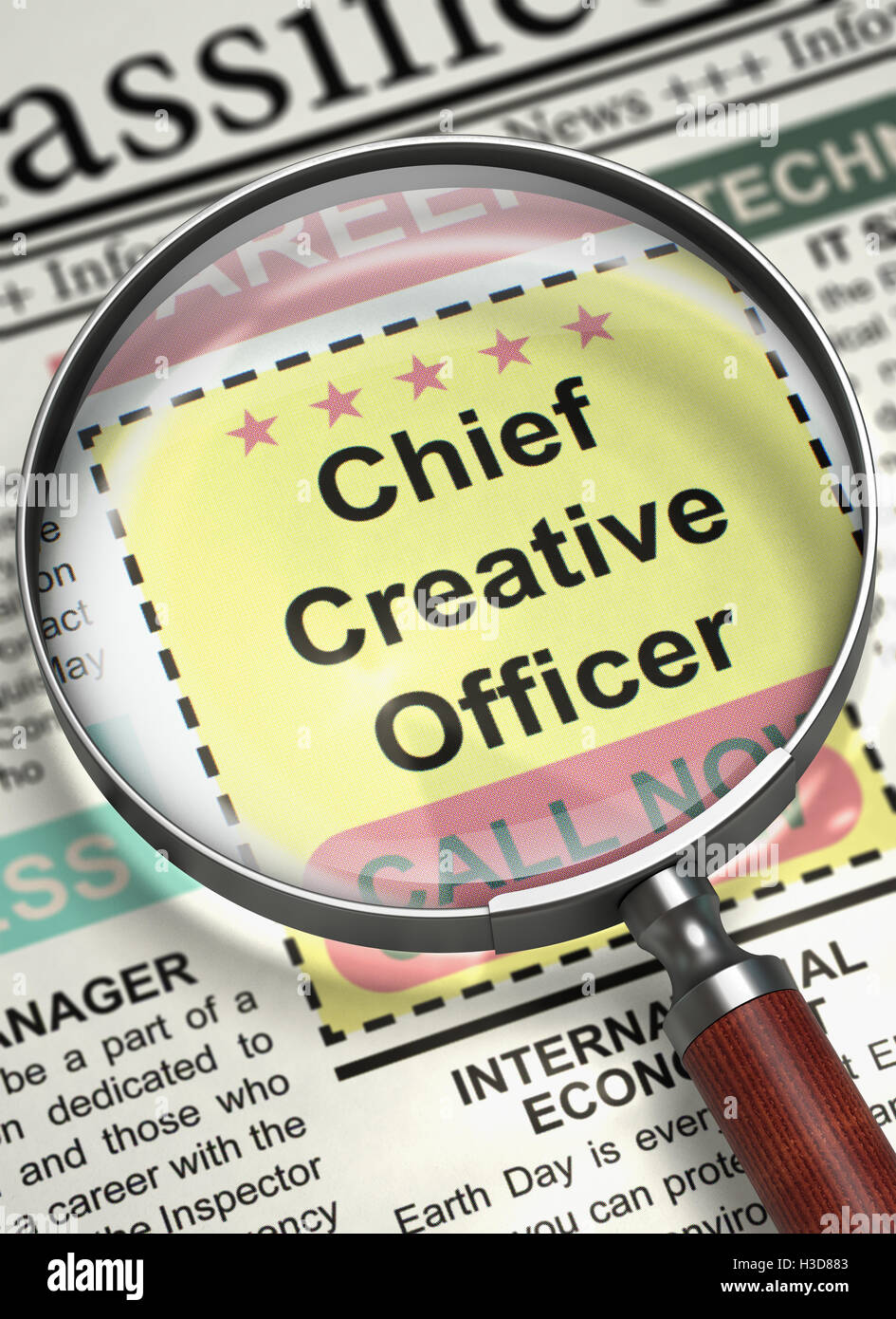 Chief Creative Officer Wanted. 3D. Stock Photo