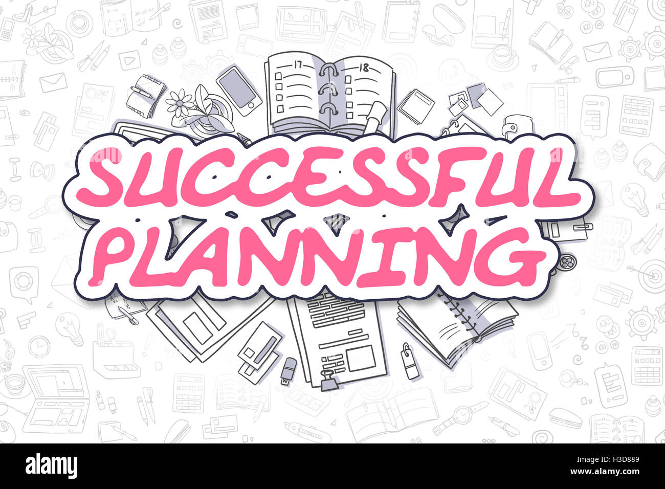 Successful Planning - Doodle Magenta Word. Business Concept. Stock Photo