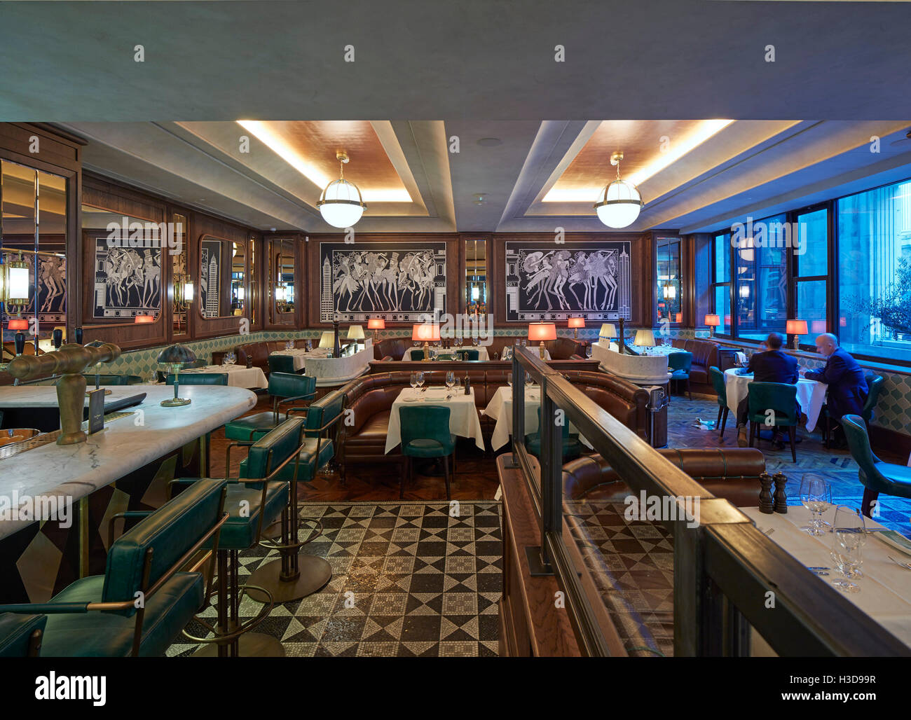 Interior view of restaurant. The Adelphi Refurbishment, London, United