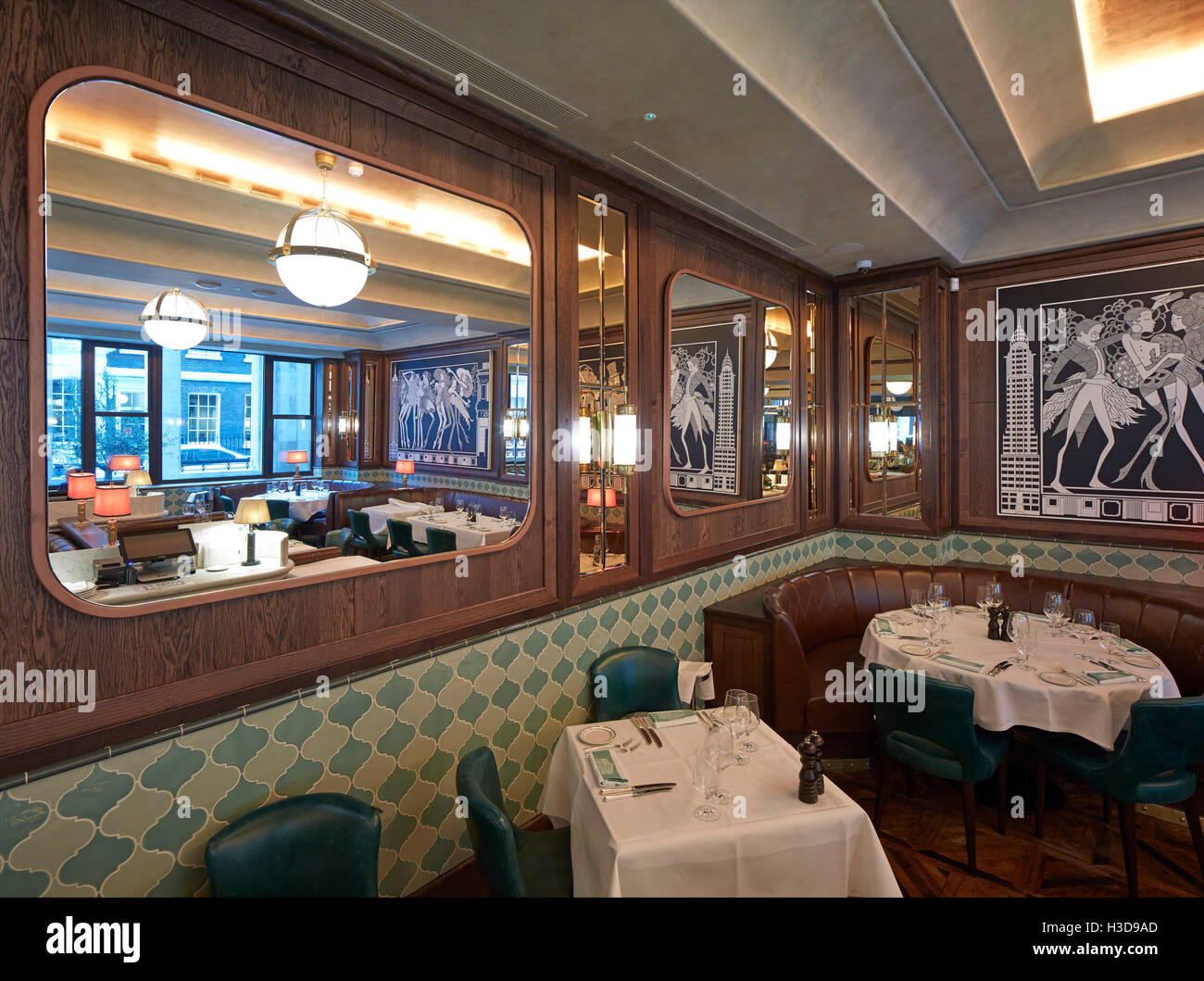 Interior view of restaurant. The Adelphi Refurbishment, London, United