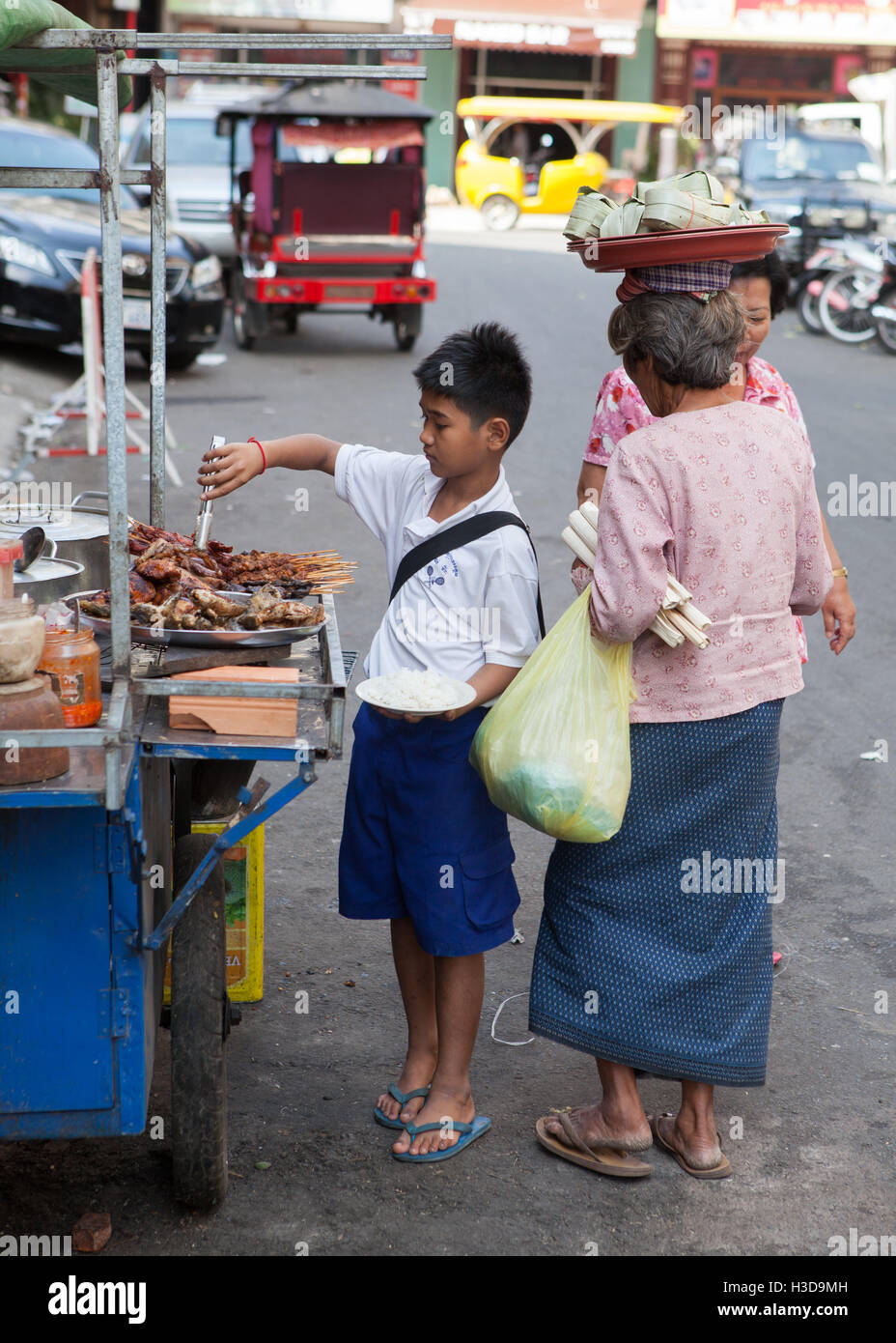 Street food stall in Phnom Penh,Cambodia. Stock Photo