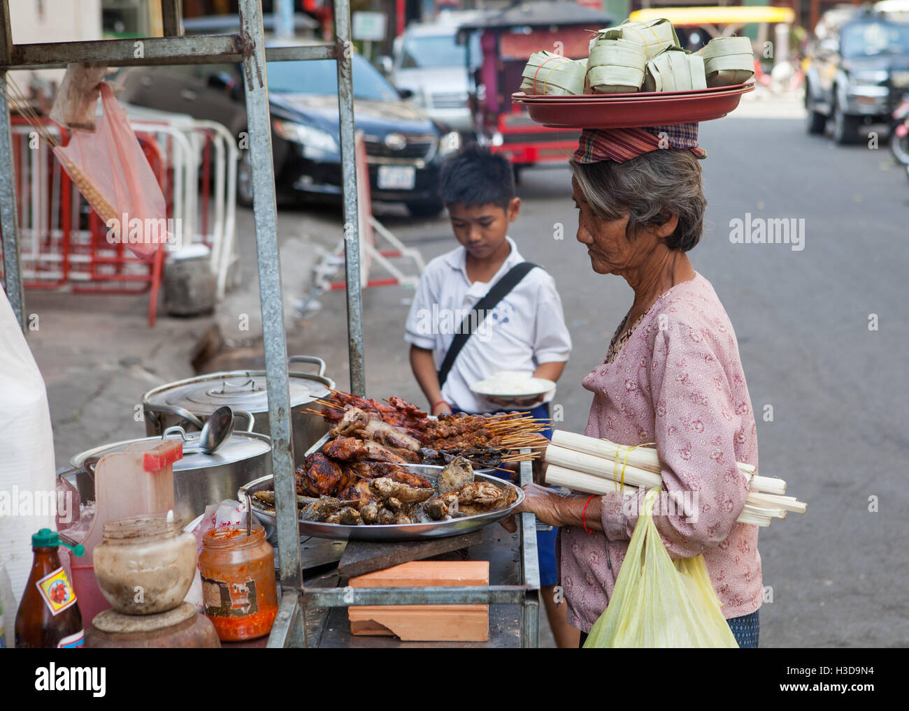 Street food stall in Phnom Penh,Cambodia. Stock Photo