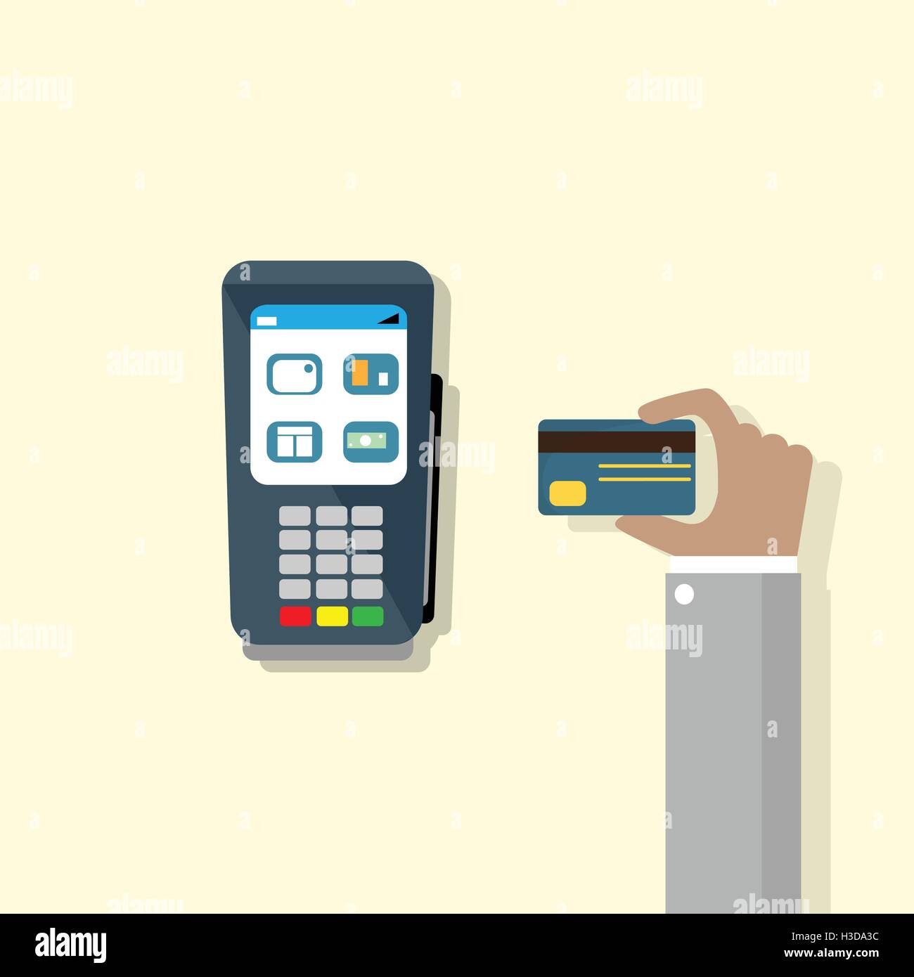 Hand Hold Credit Card Pos Terminal Cash Machine Stock Vector Image