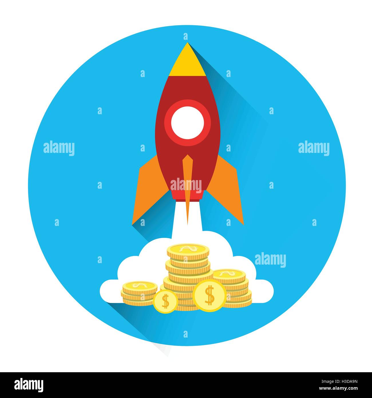 Rocket Coin Icon Investment Start Up Business Concept Stock Vector ...
