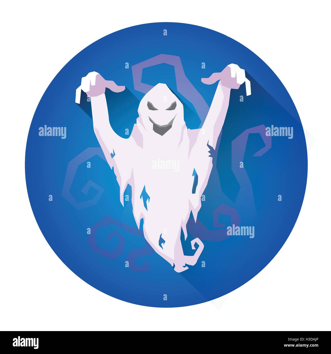 White Scare Ghost Halloween Holiday Icon Stock Vector
