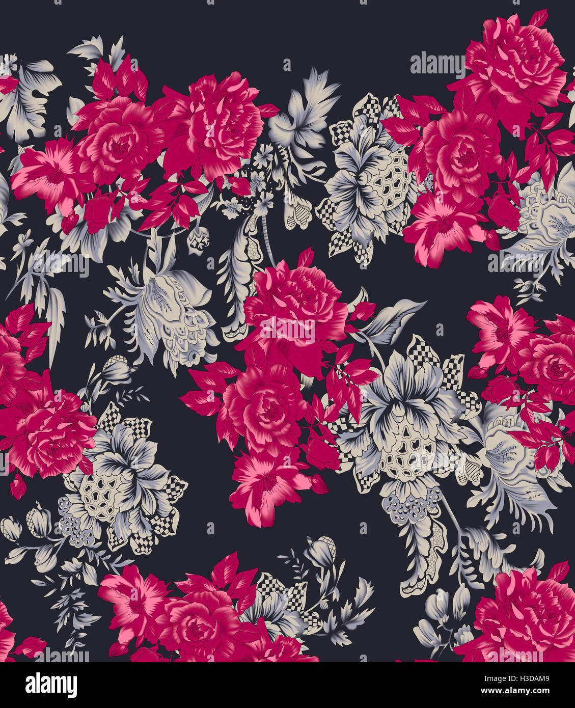 beautiful seamless black background flower design Stock Photo Alamy