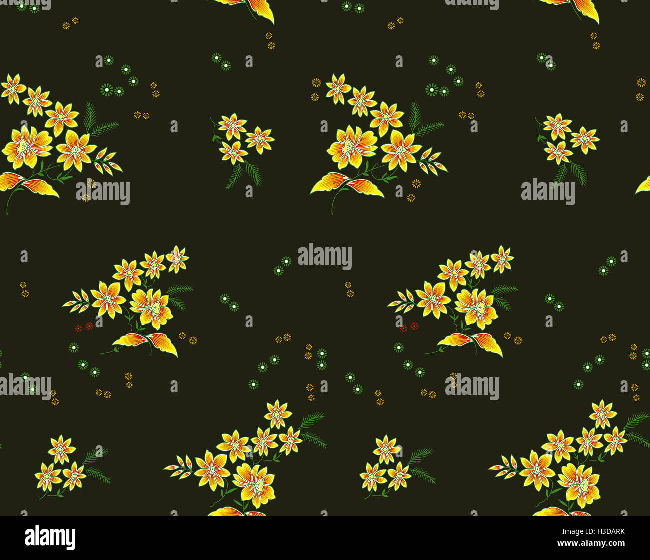 beautiful colorful seamless black background floral design Stock Photo