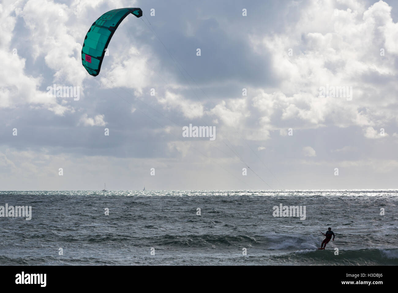 Kite surfer makes the most of the blustery conditions at Bournemouth