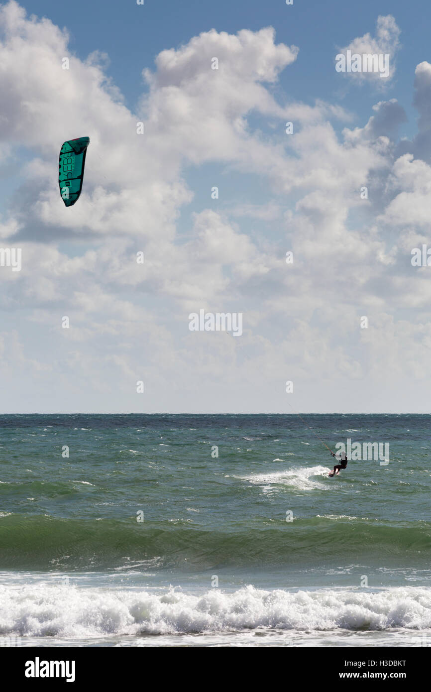 Kite surfer makes the most of the blustery conditions at Bournemouth