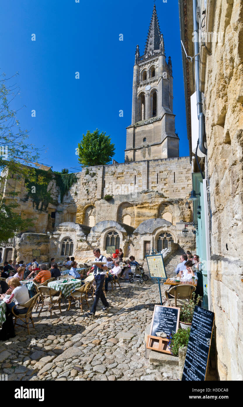 SAINT EMILION RESTAURANT blackboard menu & cobbled square of StEmilion