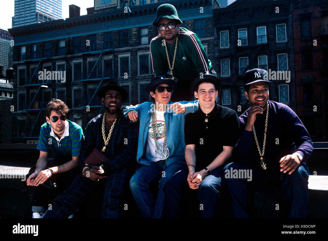 The Beastie Boys photographed with RunDMC by Gary Gershoff in May of