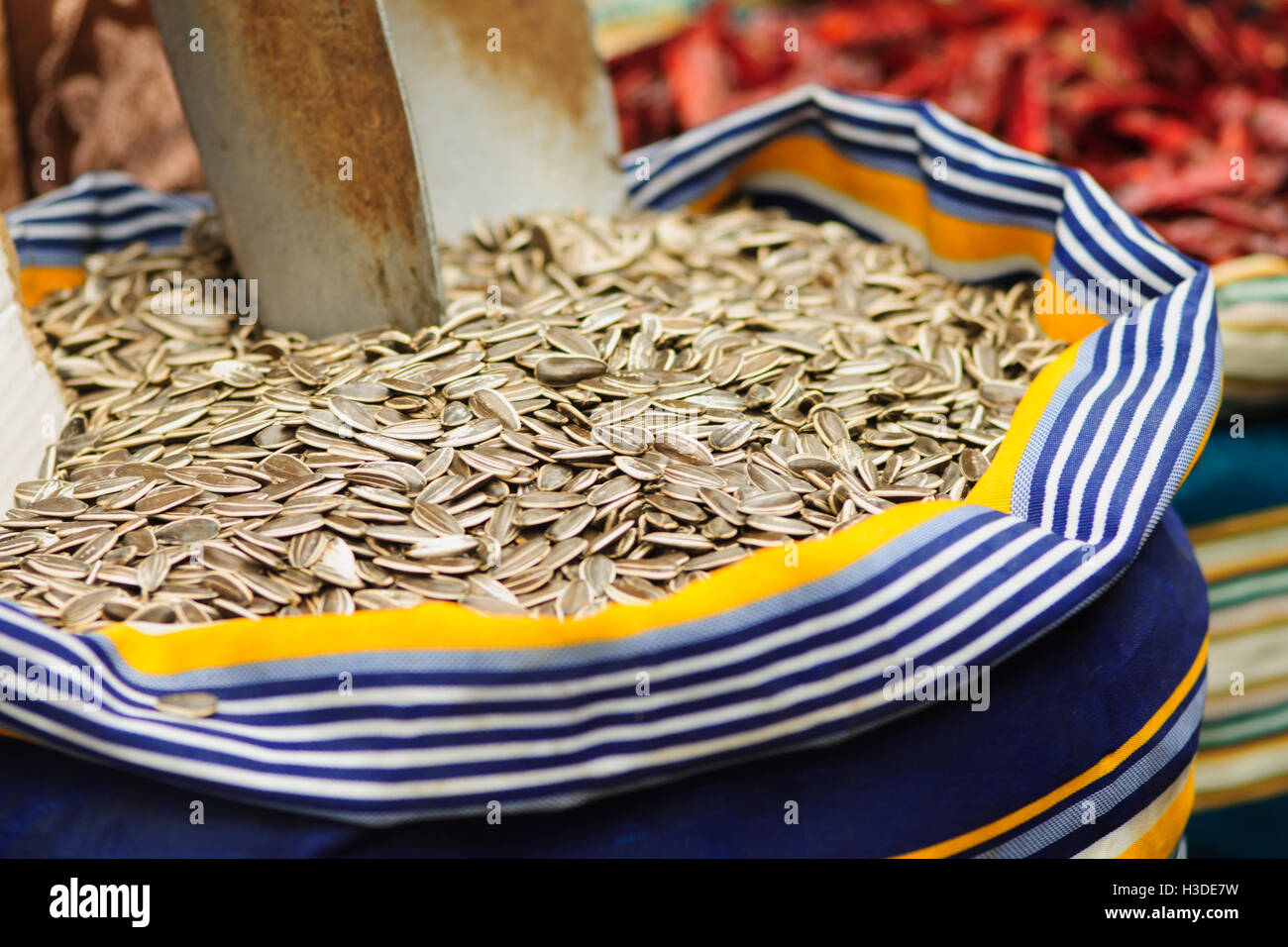 Sunflower seeds on sale in the market Stock Photo