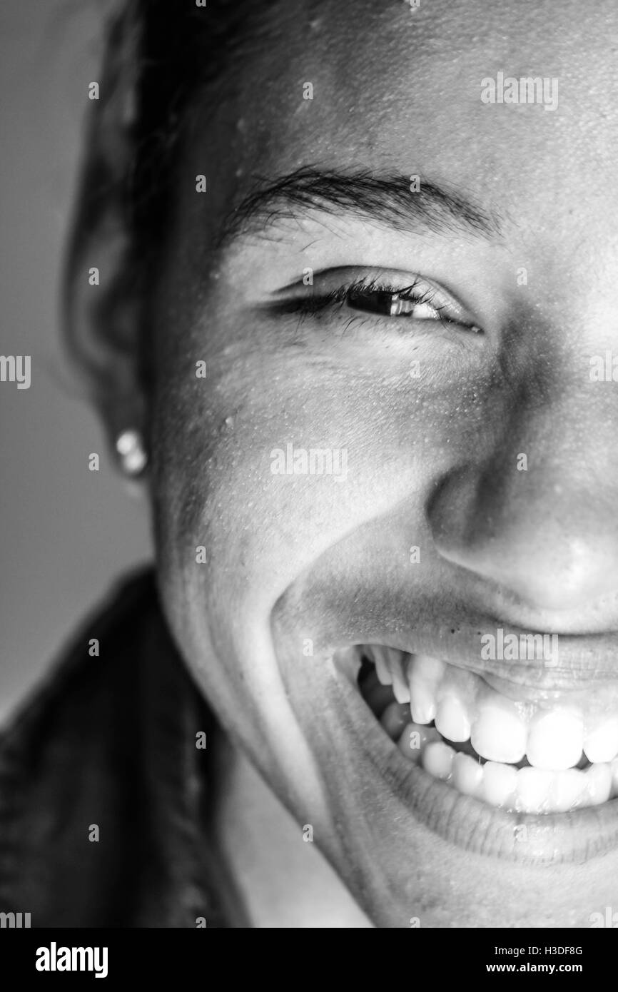 Female smiling Black and White Stock Photos & Images - Alamy