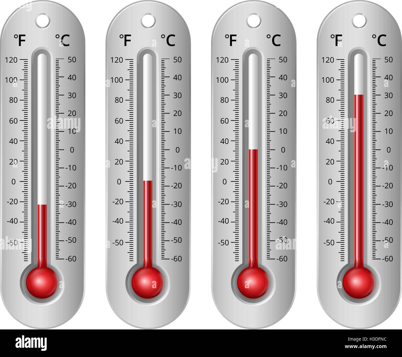Thermometers different levels Stock Vector Image & Art Alamy