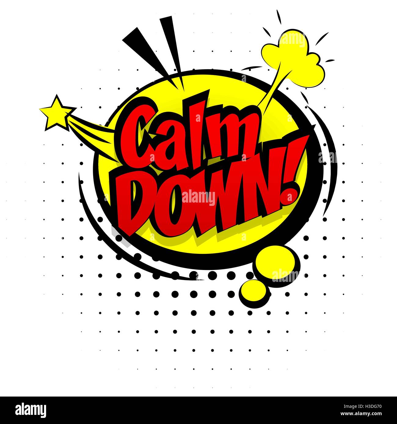 yellow sound effects pop art word calm down Stock Vector