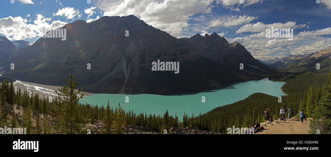 Panorama of Peyto Lake in Banff National Park, taken in Aug. 2016 Stock ...