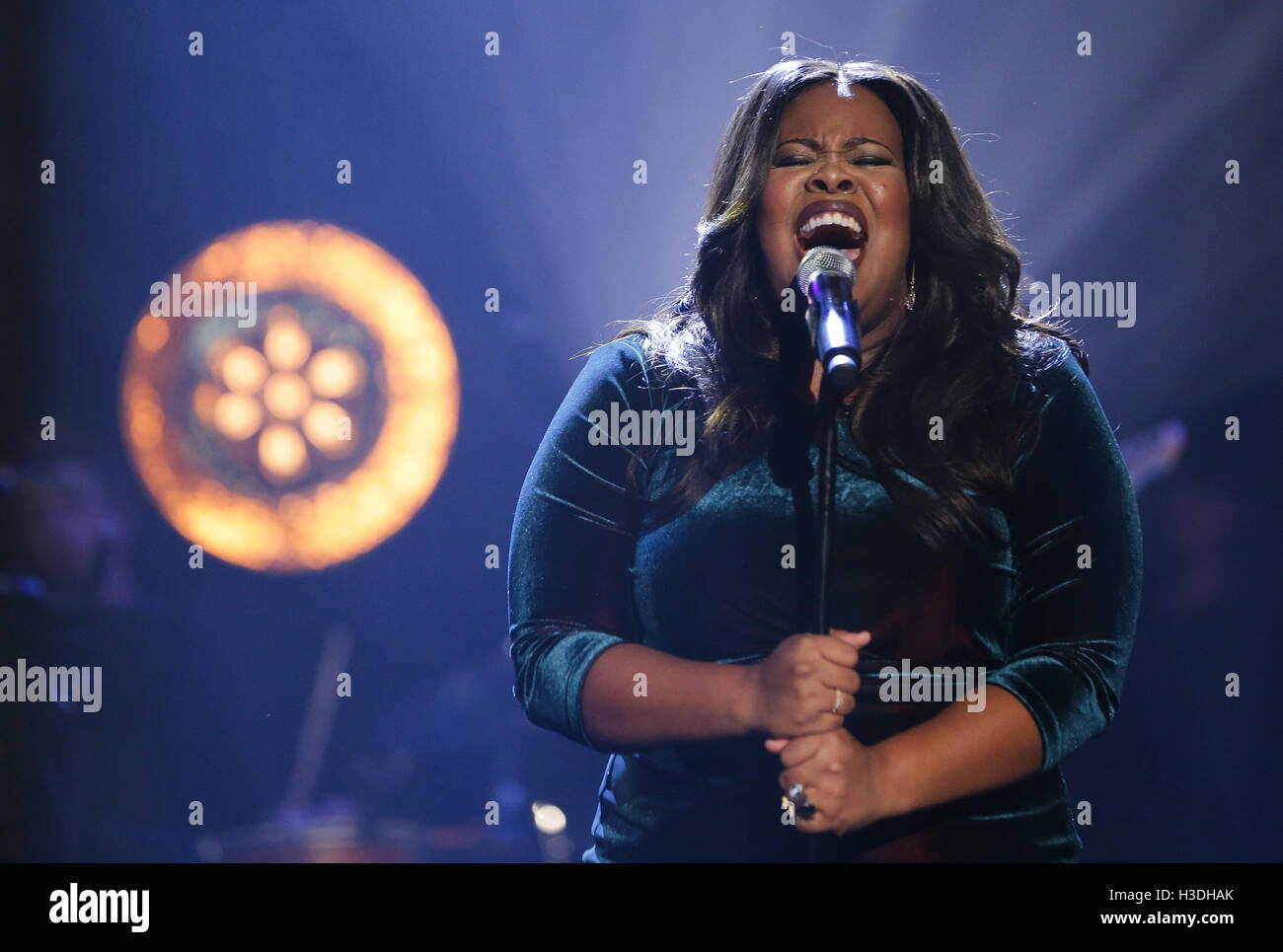 Amber Riley Show Amber Riley during filming of The Graham Norton Show at the London ...
