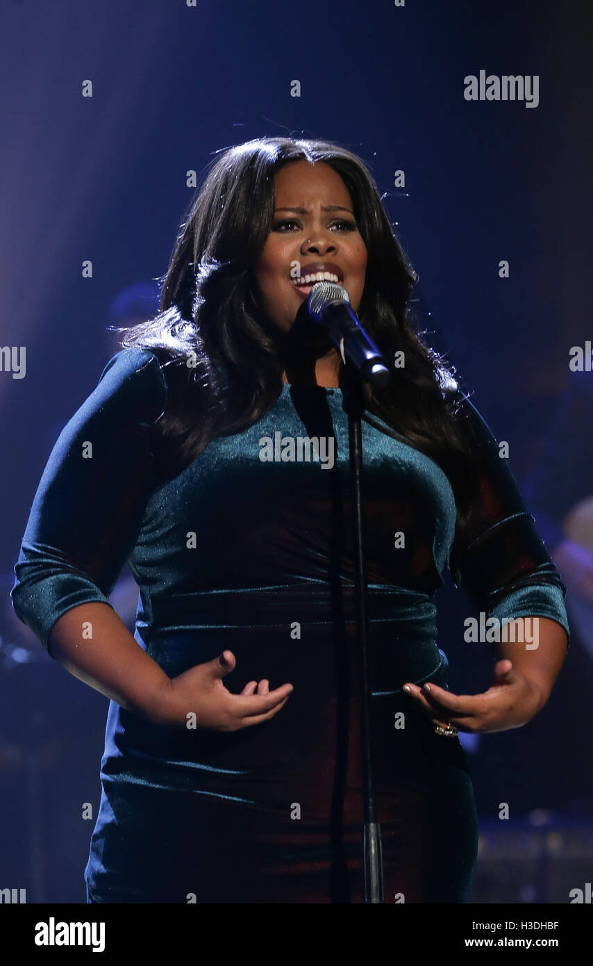 Amber Riley Show Amber Riley during filming of The Graham Norton Show at the London ...