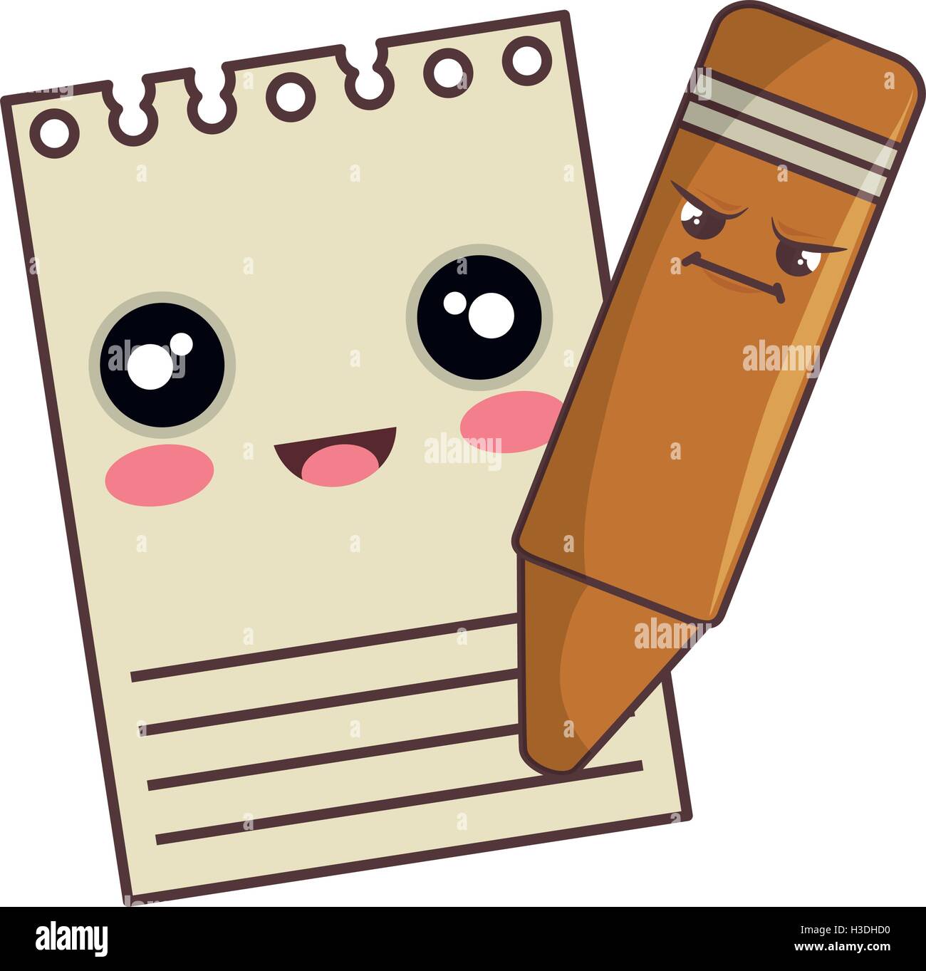 notepad and color pencil kawaii cartoon Stock Vector Image & Art Alamy