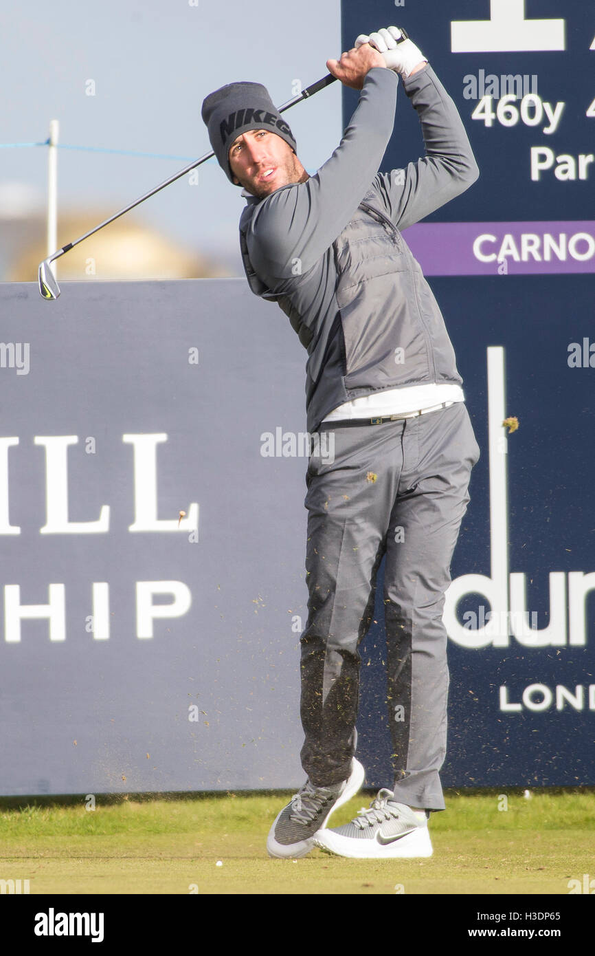 Carnoustie Golf Course, Fife, Scotland. 06th Oct, 2016. Alfred Dunhill Links Championship Golf 1st Round. Ahmed Tayeb teeing off the 17 tee at Carnoustie on the first round of the Dunhill Links Championship Golf. Credit:  Action Plus Sports/Alamy Live News Stock Photo