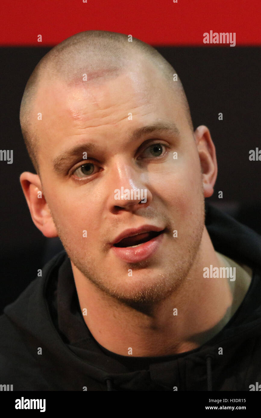 Manchester, UK. 6th October, 2016. UFC 204 - Media Day at Arena Manchester. Thursday the 6 of Oct. 2016. Stefan Struve answers media questions ahead of UFC 204.   Credit:  Dan Cooke/Alamy Live News Stock Photo