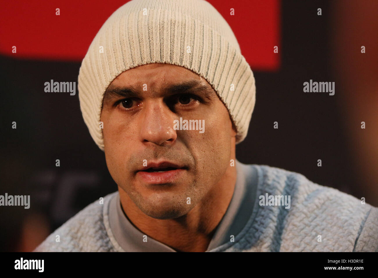 Manchester, UK. 6th October, 2016. UFC 204 - Media Day at Arena Manchester. Thursday the 6 of Oct. 2016 Victor Belfort answers media questions ahead of UFC 204.   Credit:  Dan Cooke/Alamy Live News Stock Photo