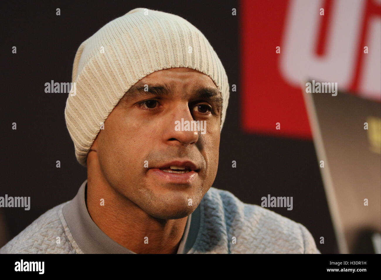 Manchester, UK. 6th October, 2016. UFC 204 - Media Day at Arena Manchester. Thursday the 6 of Oct. 2016 Victor Belfort answers media questions ahead of UFC 204.   Credit:  Dan Cooke/Alamy Live News Stock Photo