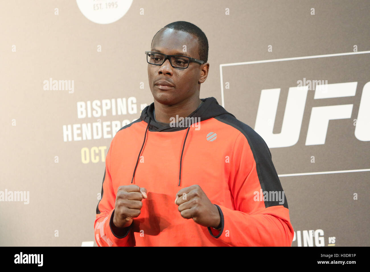 Manchester, UK. 6th October, 2016. UFC 204 - Media Day at Arena Manchester. Thursday the 6 of Oct. 2016. Ovince Saint Preux faces the media ahead of UFC 204.   Credit:  Dan Cooke/Alamy Live News Stock Photo