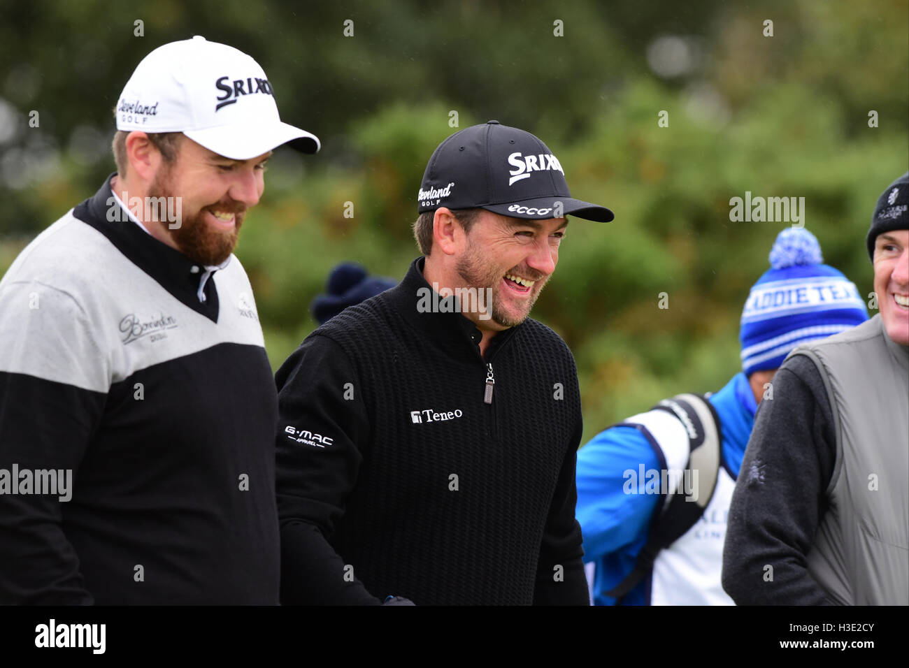 St Andrews, Scotland, United Kingdom, 07, October, 2016. Leading Northern Ireland professional Graeme McDowell (C) enjoys a laugh with playing partners during the Alfred Dunhill Links Championship Credit:  Ken Jack / Alamy Live News Stock Photo