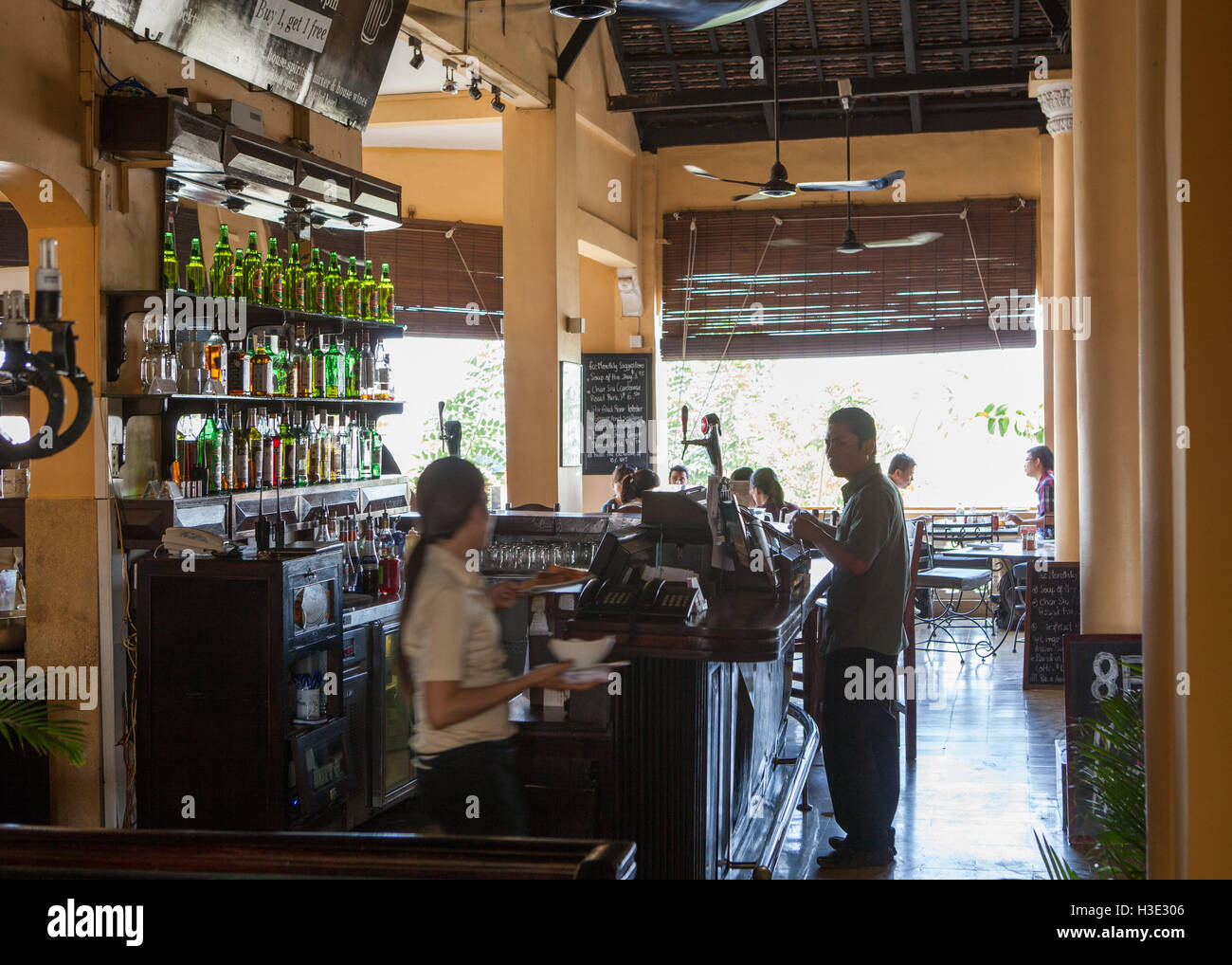 Foreign Correspondents Club, Bar and Restaurant, Phnom Penh,Cambodia. Stock Photo