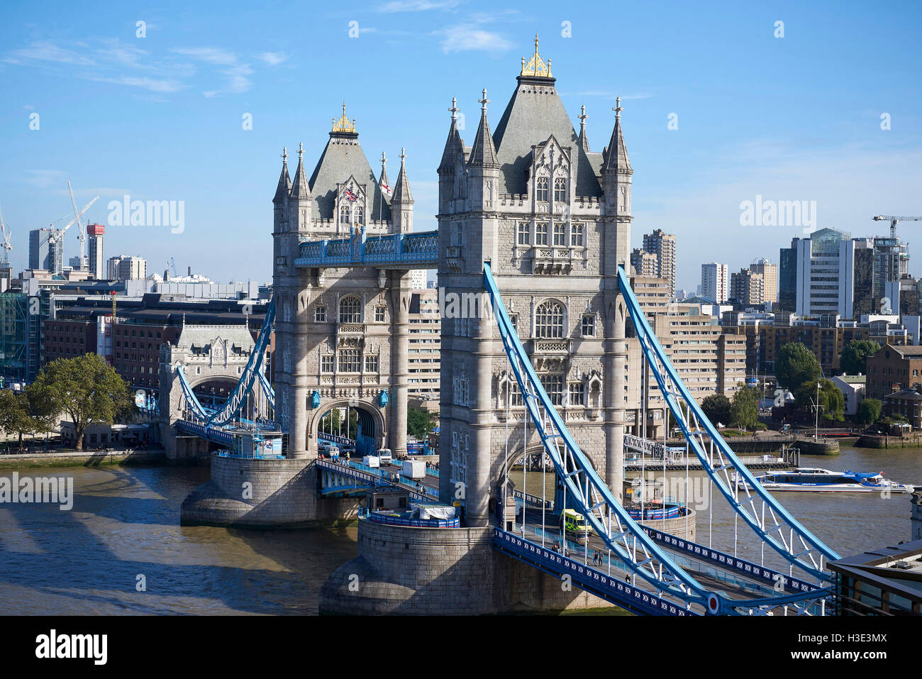 An elevated view of Tower Bridge London Stock Photo