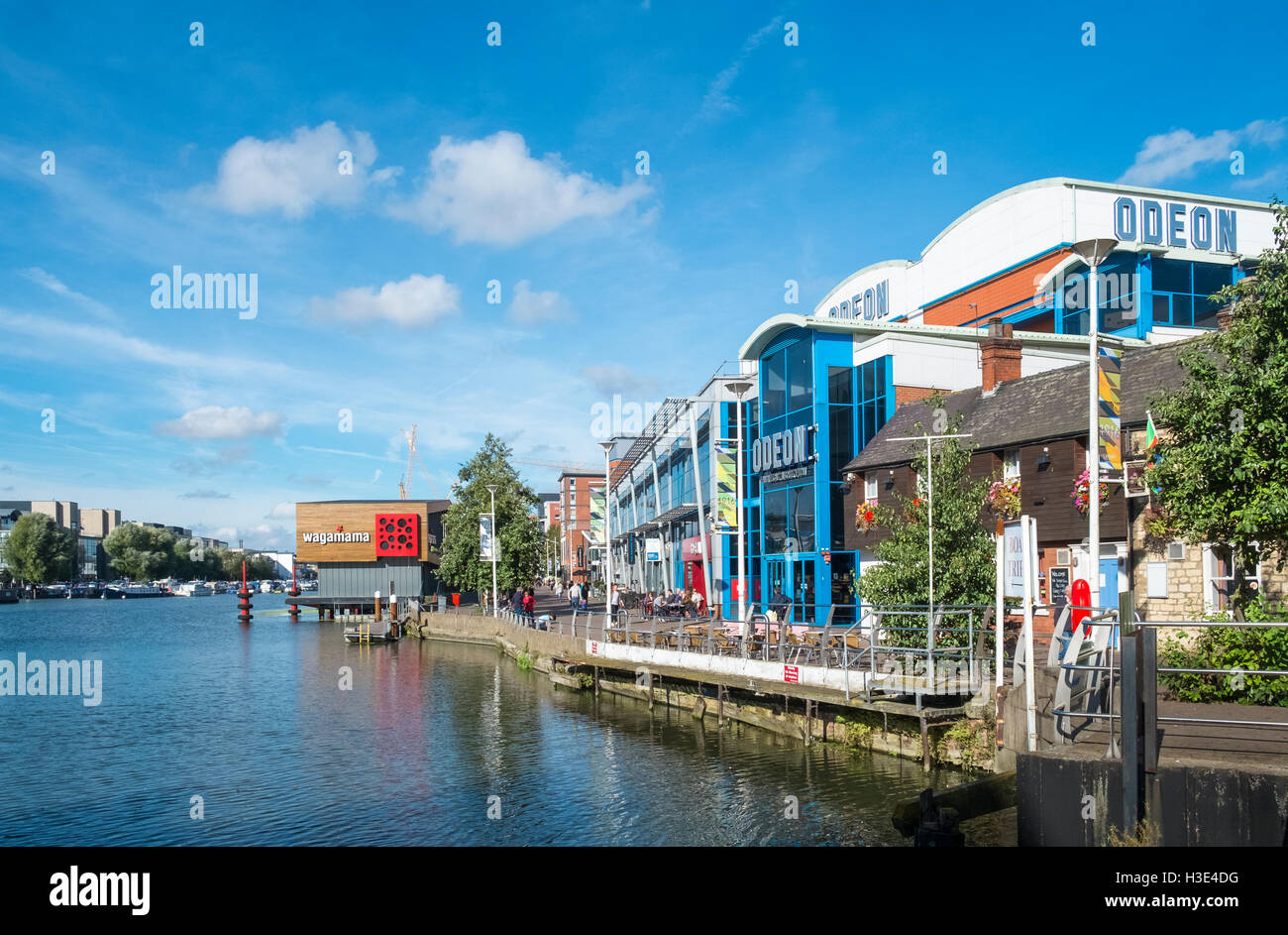 Modern buildings on Brayford Pool waterfront, City of Lincoln, Lincolnshire, England UK Stock Photo