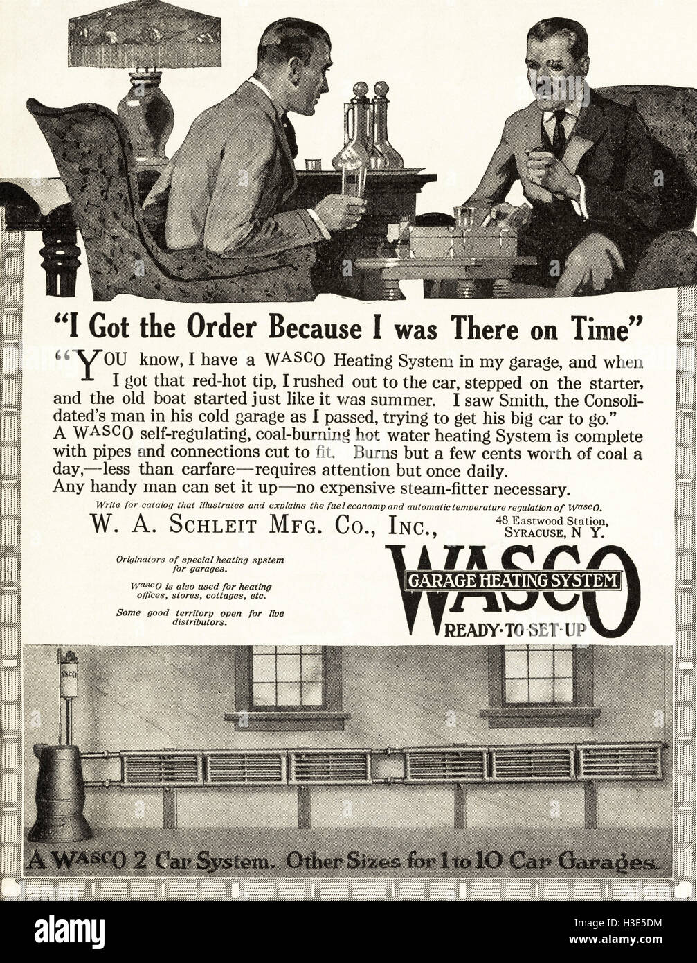 1920 Advert From Original Old Vintage American Magazine 1920s Advertisement Advertising Wasco Garage Heating Systems